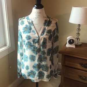 The Limited blouse with teal flowers